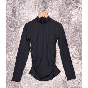 Aritzia Top Medium Womens Wilfred Maui Semi Sheer Long Sleeve Mock Neck